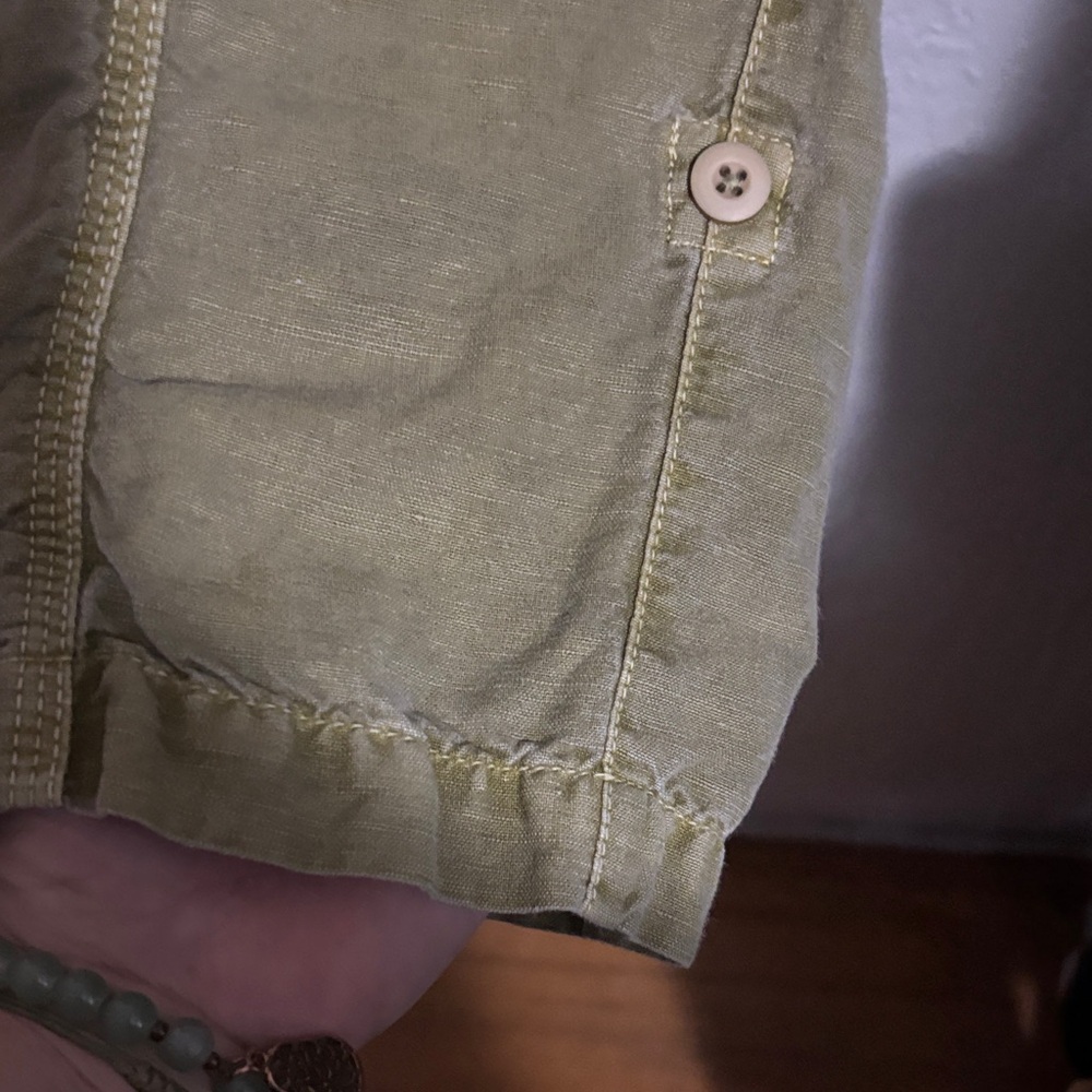 Sundance Femme Voyager Roll Tab Hem Linen Blend Pants Lemon Grass Green Size 14 - Picture 9 of 11